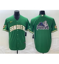 Men's San Diego Padres Green Team Big Logo Cool Base Stitched Baseball Jersey 002