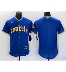 Men's Seattle Mariners Blank Blue 2023 City Connect Flex Base Stitched Jersey