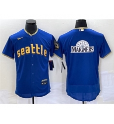 Men's Seattle Mariners Royal Team Big Logo 2023 City Connect Flex Base Stitched Jersey