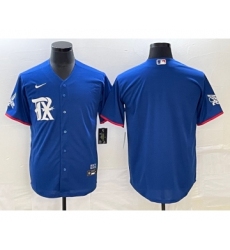 Men's Texas Rangers Blank Royal Blue 2023 City Connect Stitched Baseball Jersey