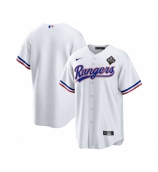 Men's Texas Rangers Blank White 2023 World Series Stitched Baseball Jersey