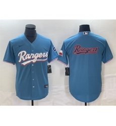 Men's Texas Rangers Blue Team Big Logo Cool Base Stitched Baseball Jersey