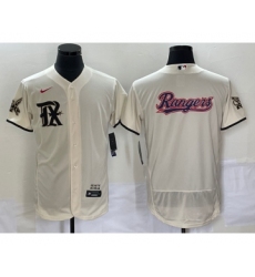 Men's Texas Rangers Cream Team Big Logo 2023 City Connect Flex Base Stitched Baseball Jersey