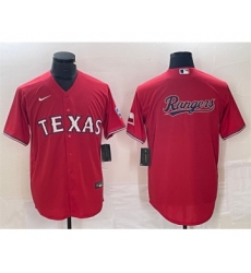 Men's Texas Rangers Red Team Big Logo Cool Base Stitched Baseball Jersey