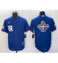 Men's Texas Rangers Royal 2023 World Series Champions Big Logo Cool Base Stitched Baseball Jerseys