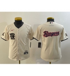 Youth Texas Rangers Big Logo Cream 2023 City Connect Stitched Baseball Jersey