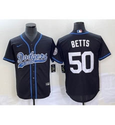 Men's Los Angeles Dodgers #50 Mookie Betts Black Cool Base Stitched Baseball Jersey