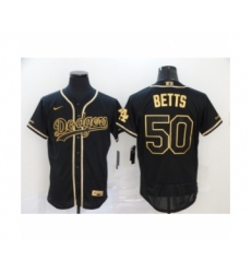 Men's Los Angeles Dodgers #50 Mookie Betts Black Gold 2020 Flexbase Jersey