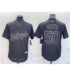 Men's Los Angeles Dodgers #50 Mookie Betts Black Pullover Turn Back The Clock Stitched Cool Base Jersey