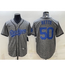 Men's Los Angeles Dodgers #50 Mookie Betts Grey Gridiron Cool Base Stitched Baseball Jersey