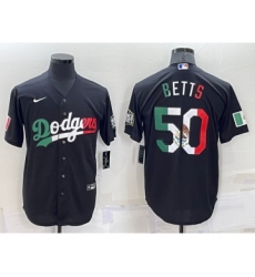 Men's Los Angeles Dodgers #50 Mookie Betts Mexico Black Cool Base Stitched Baseball Jersey