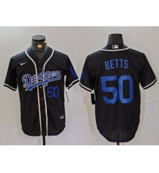 Men's Los Angeles Dodgers #50 Mookie Betts Number Black Cool Base With Stitched Baseball Jerseys