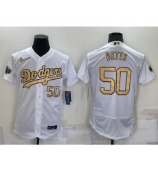 Men's Los Angeles Dodgers #50 Mookie Betts Number White 2022 All Star Stitched Flex Base Nike Jersey