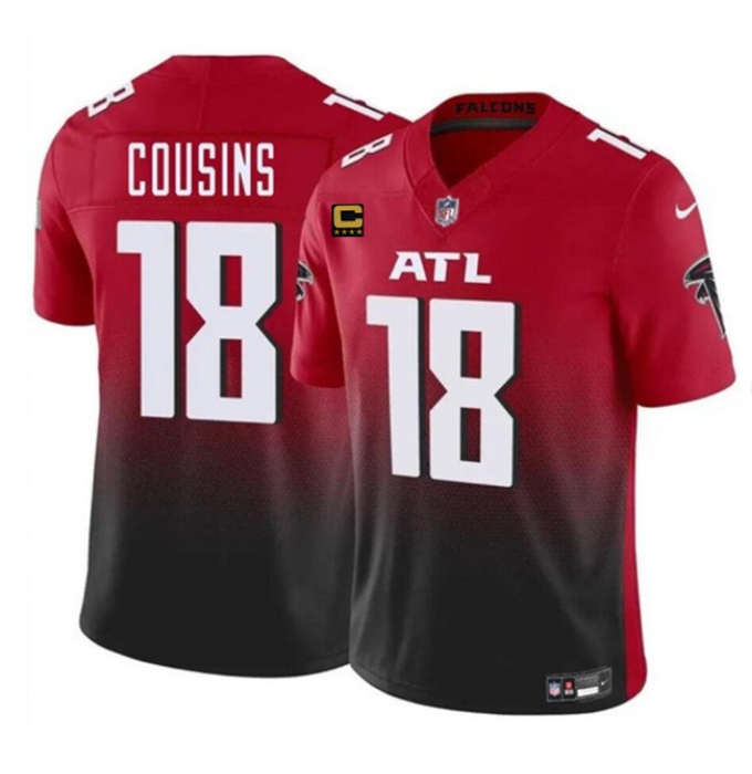 Men's Atlanta Falcons #18 Kirk Cousins Red Black 2024 F.U.S.E With 4-Star C Vapor Untouchable Limited Stitched Football Jersey