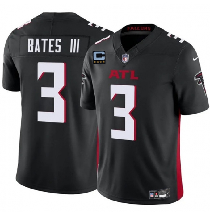 Men's Atlanta Falcons #3 Jesse Bates III Black 2025 F.U.S.E With 4-Star C Vapor Untouchable Limited Football Stitched Jersey