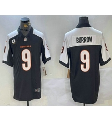 Men's Cincinnati Bengals #9 Joe Burrow Black Thanksgiving FUSE Vapor Limited Stitched Jersey