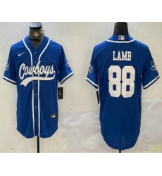 Men's Dallas Cowboys #88 CeeDee Lamb Light Blue Stitched Cool Base Nike Baseball Jersey