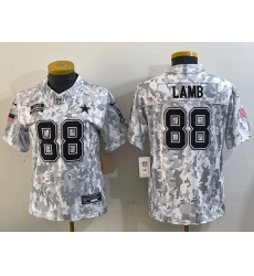 Women's Dallas Cowboys #88 CeeDee Lamb 2024 FUSE Arctic Camo Salute to Service Limited Stitched Jersey