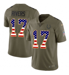 Men's Nike Indianapolis Colts #17 Philip Rivers Olive USA Flag Stitched NFL Limited 2017 Salute To Service Jersey