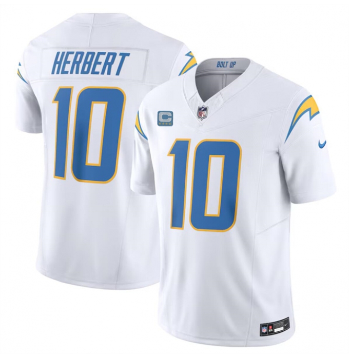 Men's Los Angeles Chargers #10 Justin Herbert White 2024 F.U.S.E. With 4-Star C Vapor Untouchable Limited Stitched Jersey