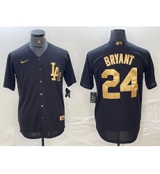 Men's Los Angeles Dodgers #24 Kobe Bryant Black Gold Cool Base Stitched Jersey