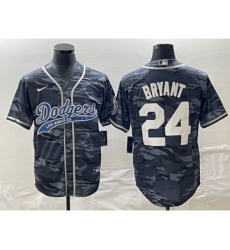 Men's Los Angeles Dodgers #24 Kobe Bryant Gray Camo Cool Base Stitched Baseball Jersey