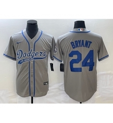 Men's Los Angeles Dodgers #24 Kobe Bryant Grey Cool Base Stitched Baseball Jersey1