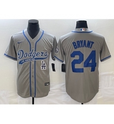 Men's Los Angeles Dodgers #24 Kobe Bryant Grey Cool Base Stitched Baseball Jersey