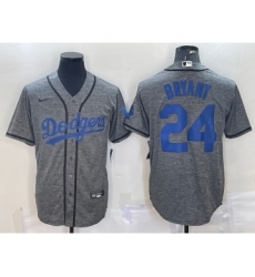 Men's Los Angeles Dodgers #24 Kobe Bryant Grey Gridiron Cool Base Stitched Baseball Jersey