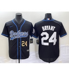 Men's Los Angeles Dodgers #24 Kobe Bryant Number Black Cool Base Stitched Baseball Jersey