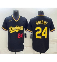 Men's Los Angeles Dodgers #24 Kobe Bryant Number Black Stitched Pullover Throwback Nike Jersey1