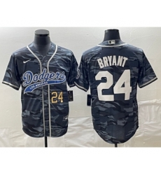 Men's Los Angeles Dodgers #24 Kobe Bryant Number Gray Camo Cool Base Stitched Baseball Jersey