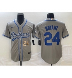 Men's Los Angeles Dodgers #24 Kobe Bryant Number Grey Cool Base Stitched Baseball Jersey