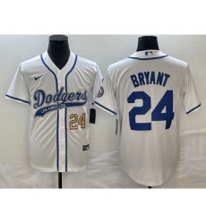 Men's Los Angeles Dodgers #24 Kobe Bryant Number White Cool Base Stitched Baseball Jersey