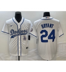 Men's Los Angeles Dodgers #24 Kobe Bryant White Cool Base Stitched Baseball Jersey1