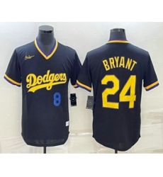 Men's Los Angeles Dodgers #8 #24 Kobe Bryant Number Black Stitched Pullover Throwback Nike Jersey