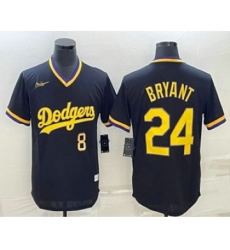 Men's Los Angeles Dodgers #8 #24 Kobe Bryant Number Black Stitched Pullover Throwback Nike Jerseys