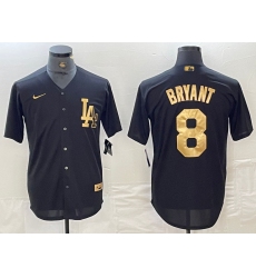 Men's Los Angeles Dodgers #8 Kobe Bryant Black Gold Cool Base Stitched Jersey