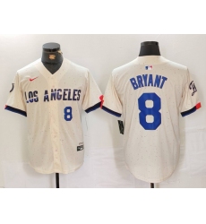 Men's Los Angeles Dodgers #8 Kobe Bryant Number Cream 2024 City Connect Limited Stitched Jersey