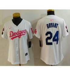 Women's Los Angeles Dodgers #24 Kobe Bryant White Pink With Limited Stitched Jersey