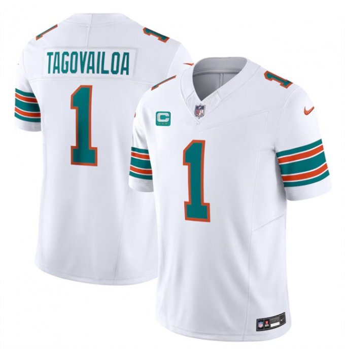 Men's Miami Dolphins #1 Tua Tagovailoa White F.U.S.E Alternate With 3-Star C Vapor Limited Stitched Football Jersey