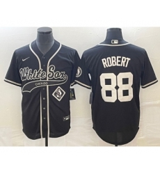 Men's Chicago White Sox #88 Luis Robert Black Cool Base Stitched Baseball Jersey1