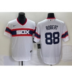 Men's Nike Chicago White Sox #88 Luis Robert White Cool Base Throwback Stitched Jersey