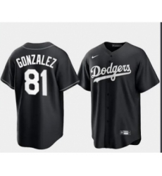 Men's Los Angeles Dodgers #81 Victor Gonzalez Black Turn Back The Clock Stitched Cool Base Jersey