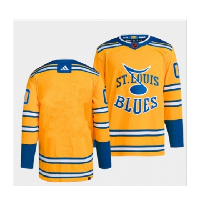 Men's St. Louis Blues Blank Yellow 2022-23 Reverse Retro Stitched Jersey