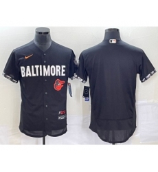 Men's Baltimore Orioles Blank Black 2023 City Connect Flex Base Stitched Jersey 1