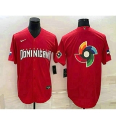 Men's Dominican Republic Baseball 2023 Red World Big Logo Classic Stitched Jerseys