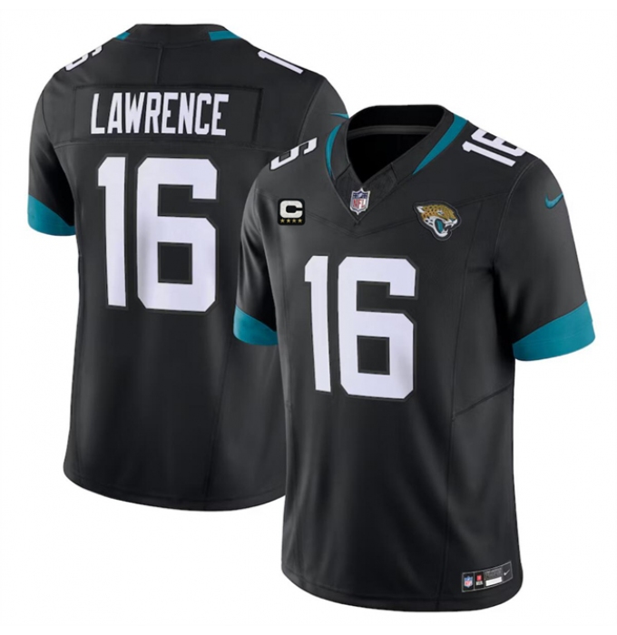 Men's Jacksonville Jaguars #16 Trevor Lawrence Black With 4-Star C Vapor Untouchable Limited Stitched Jersey