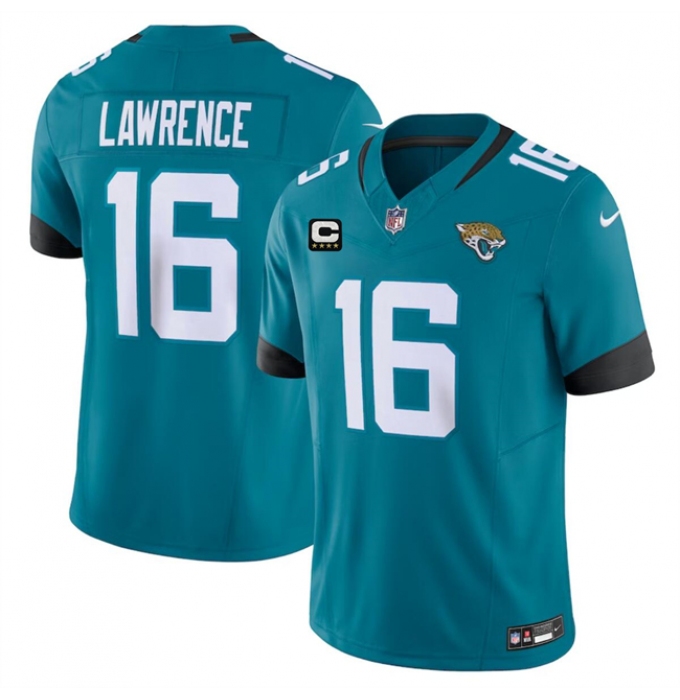 Men's Jacksonville Jaguars #16 Trevor Lawrence Teal With 4-Star C Vapor Untouchable Limited Stitched Jersey