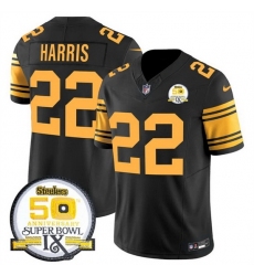 Men's Pittsburgh Steelers #22 Najee Harris Black 2024 F U S E 50th Anniversary Of Super Bowl IX Color Rush Limited Stitched Jersey